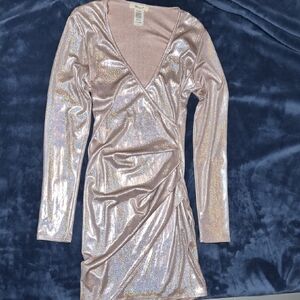 Elegant Metallic Long Sleeve Dress